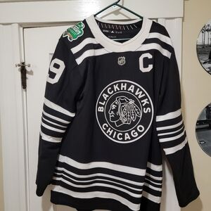 Winter Classic 2019 Adidas Black and White Blackhawks Jersey
